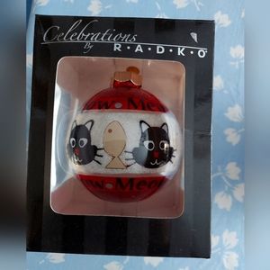 Celebrations by Radko Jumbo Cat Lovers Meow Cat Ornament NIB